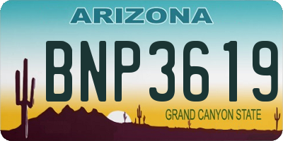 AZ license plate BNP3619