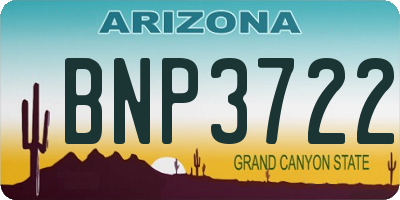 AZ license plate BNP3722