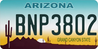 AZ license plate BNP3802