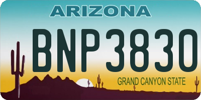 AZ license plate BNP3830