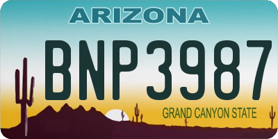 AZ license plate BNP3987