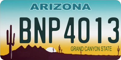 AZ license plate BNP4013