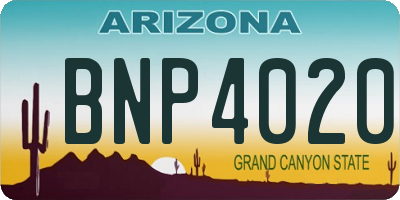 AZ license plate BNP4020