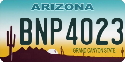 AZ license plate BNP4023