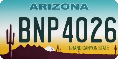 AZ license plate BNP4026