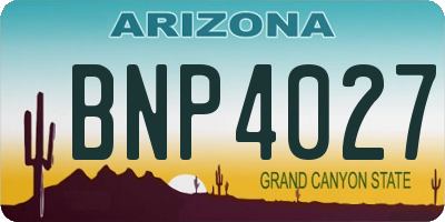 AZ license plate BNP4027