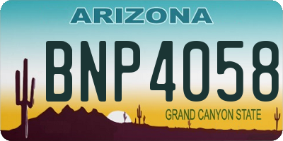 AZ license plate BNP4058