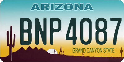 AZ license plate BNP4087
