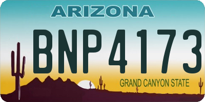 AZ license plate BNP4173