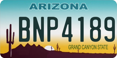 AZ license plate BNP4189