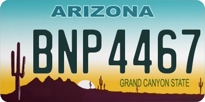 AZ license plate BNP4467