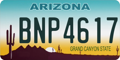 AZ license plate BNP4617
