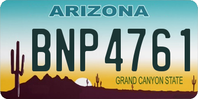 AZ license plate BNP4761