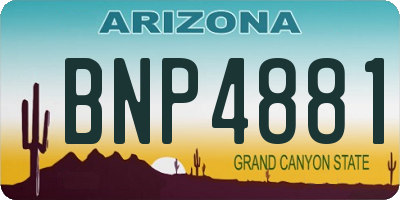 AZ license plate BNP4881