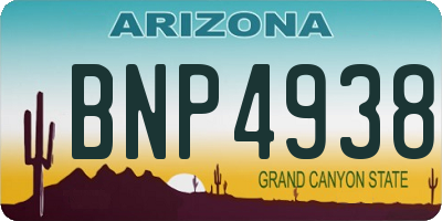 AZ license plate BNP4938