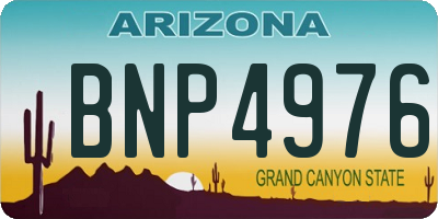 AZ license plate BNP4976