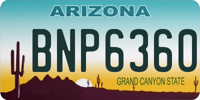 AZ license plate BNP6360