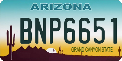 AZ license plate BNP6651