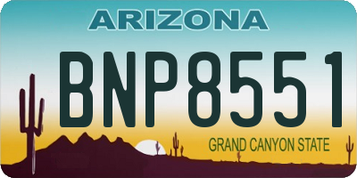 AZ license plate BNP8551