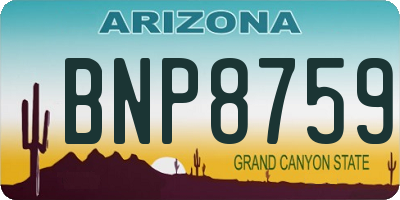 AZ license plate BNP8759