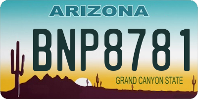 AZ license plate BNP8781
