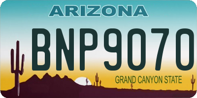 AZ license plate BNP9070
