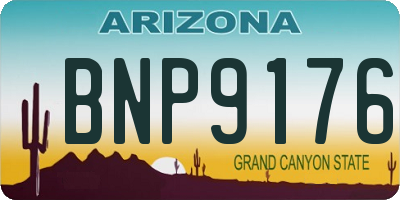 AZ license plate BNP9176