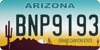 AZ license plate BNP9193