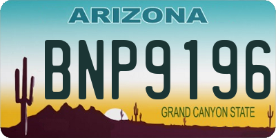 AZ license plate BNP9196