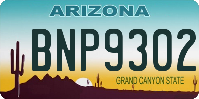 AZ license plate BNP9302