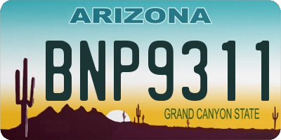 AZ license plate BNP9311