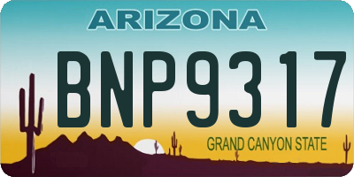 AZ license plate BNP9317