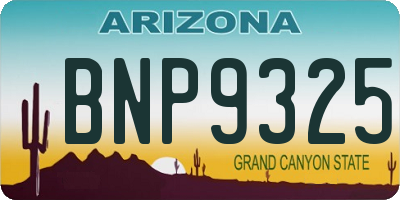 AZ license plate BNP9325