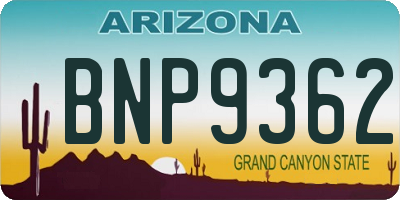 AZ license plate BNP9362