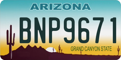 AZ license plate BNP9671