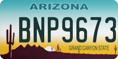 AZ license plate BNP9673