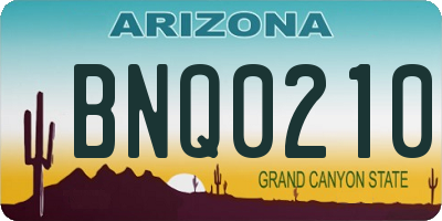 AZ license plate BNQ0210