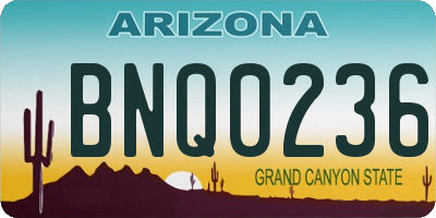 AZ license plate BNQ0236