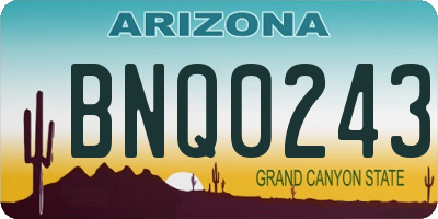 AZ license plate BNQ0243