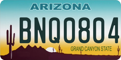 AZ license plate BNQ0804
