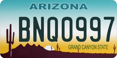 AZ license plate BNQ0997