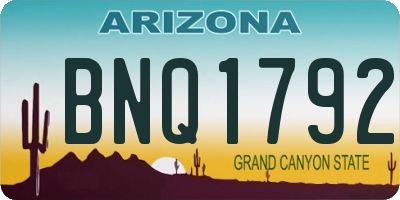 AZ license plate BNQ1792