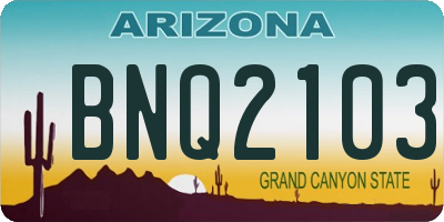 AZ license plate BNQ2103