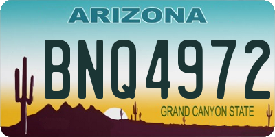 AZ license plate BNQ4972