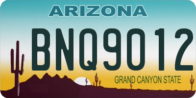 AZ license plate BNQ9012