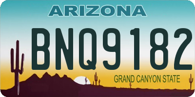 AZ license plate BNQ9182