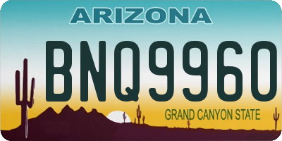 AZ license plate BNQ9960