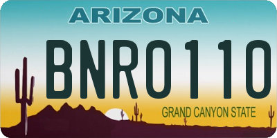 AZ license plate BNR0110