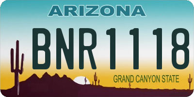 AZ license plate BNR1118