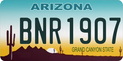 AZ license plate BNR1907